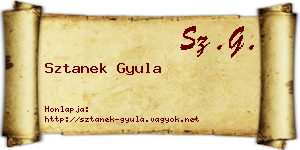 Sztanek Gyula névjegykártya